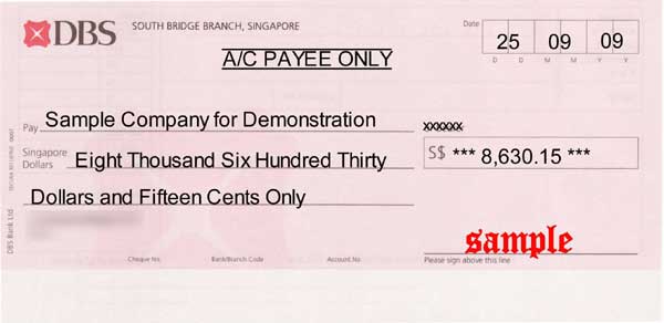 cheque sample uk