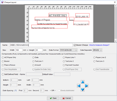 cheque layout window