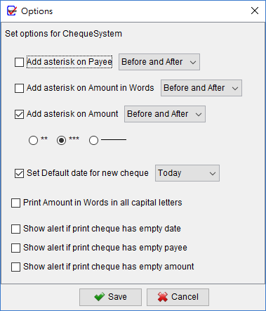 setting payee, amount and words