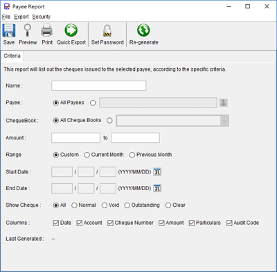 payee report window