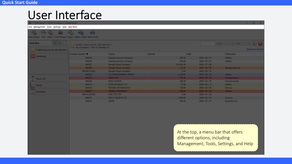 Quick Start Guide User Interface