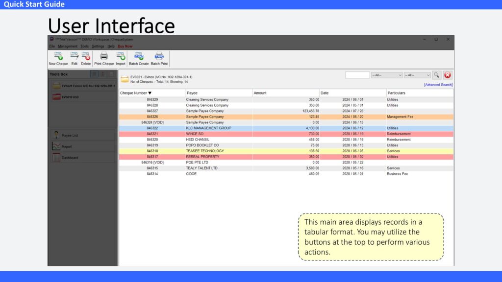 Quick Start Guide User Interface