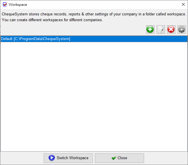 ChequeSystem Workspace List