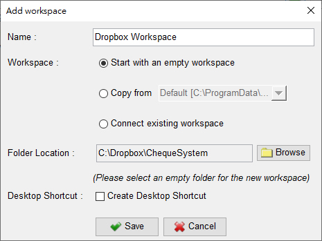 ChequeSystem Dropbox Workspace