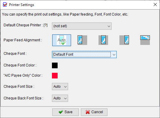 ChequeSystem font settings