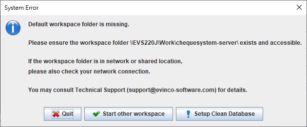 ChequeSystem workspace folder missing