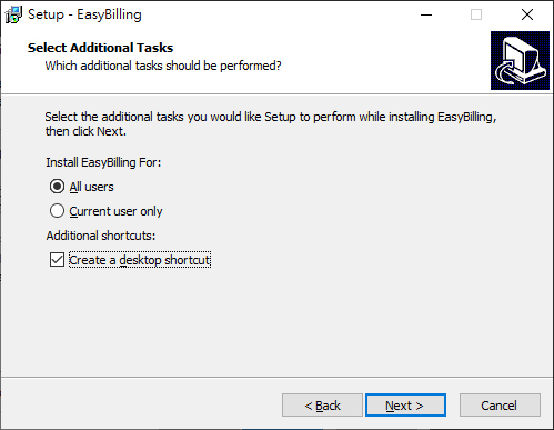 Install EasyBilling on Windows - Install for all users