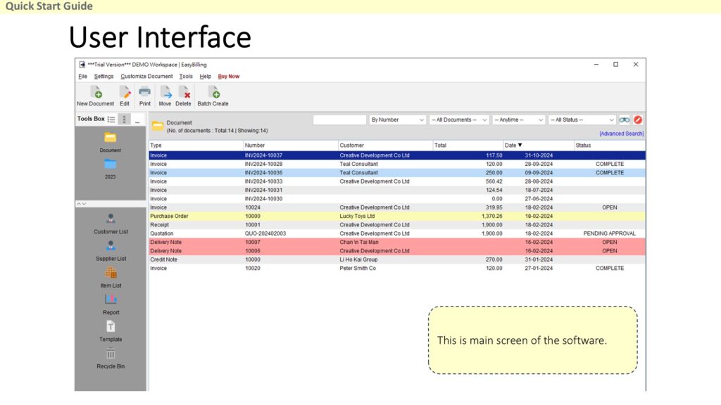 Quick Start Guide - User Interface