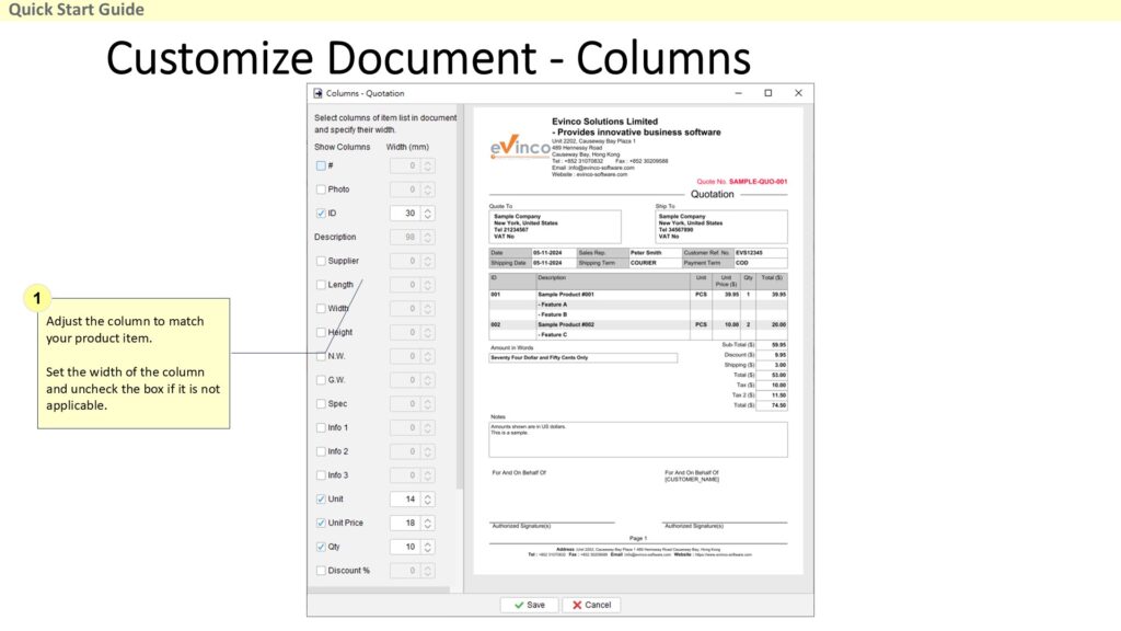 Quick Start Guide - Customize Document Columns