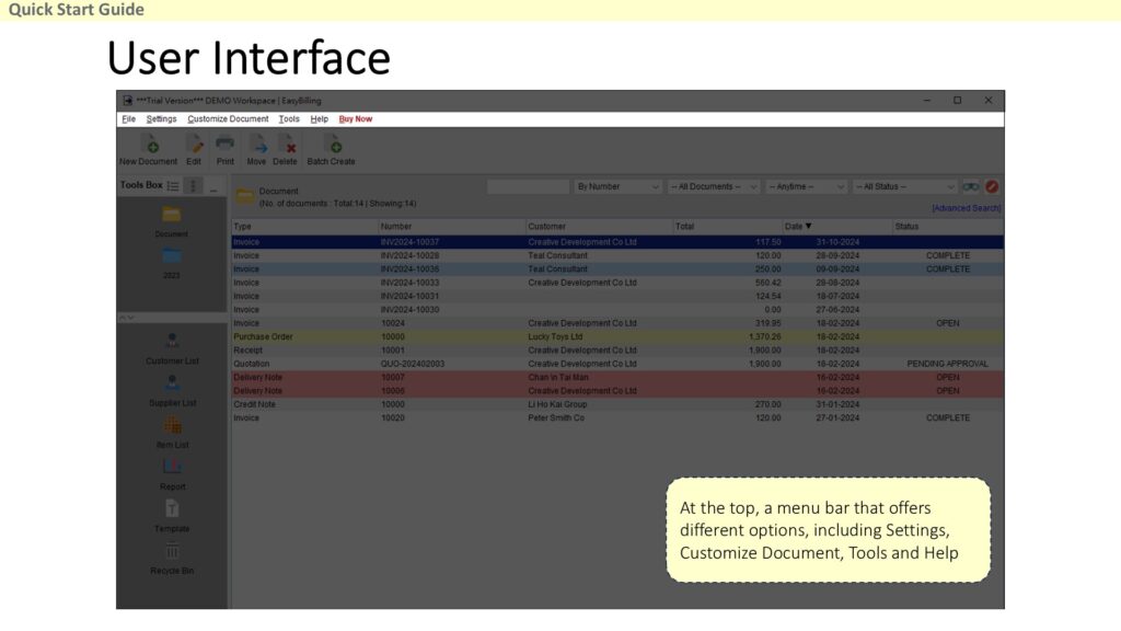 Quick Start Guide - User Interface