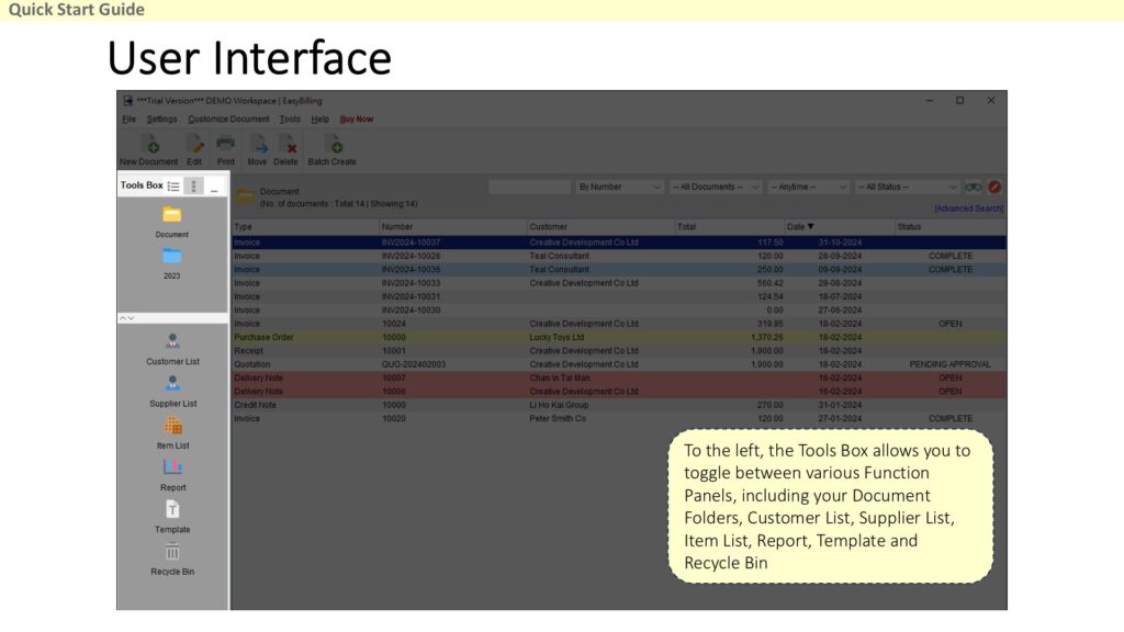 Quick Start Guide - User Interface