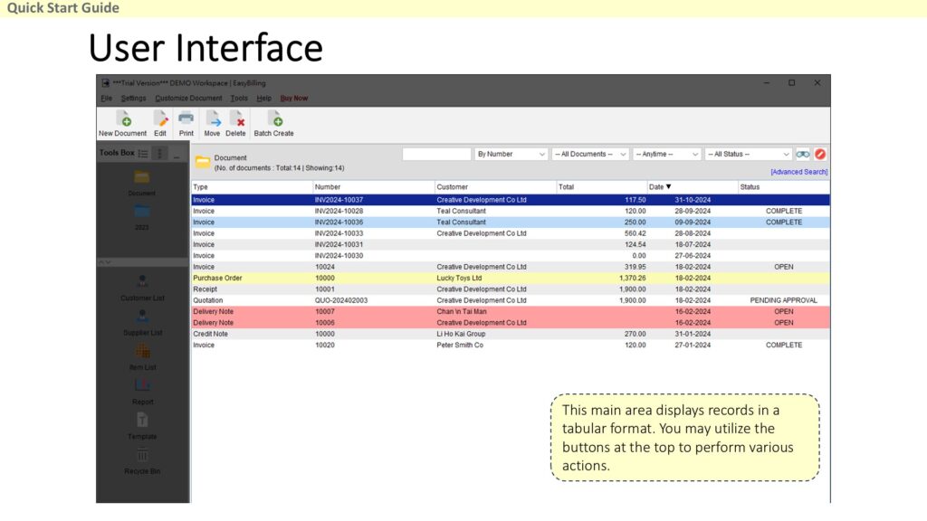 Quick Start Guide - User Interface