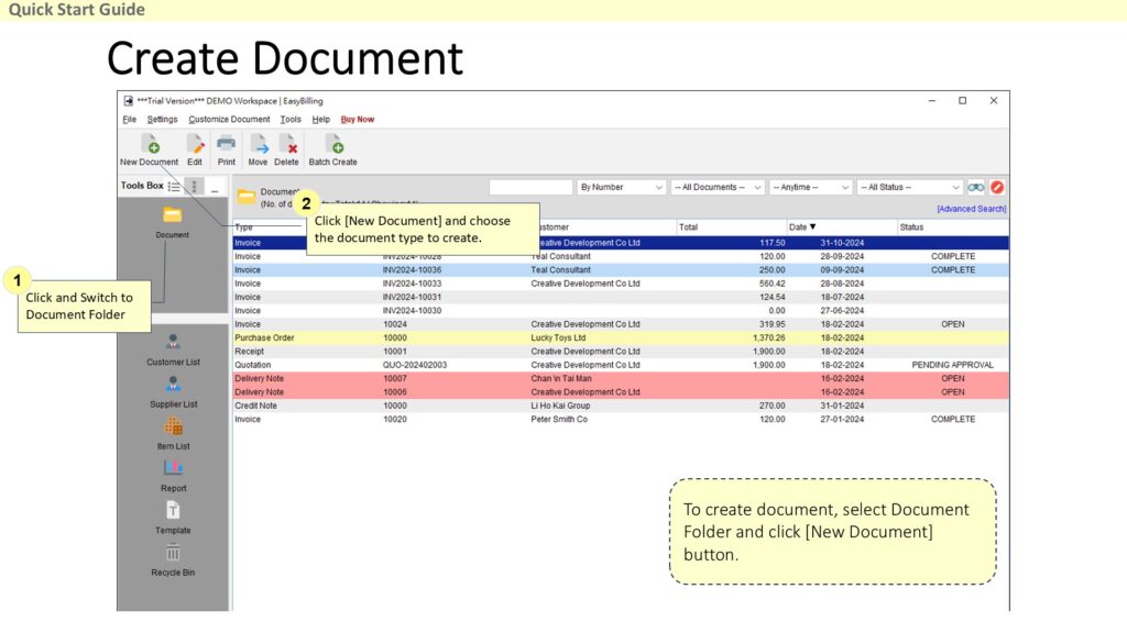 Quick Start Guide - Create Document