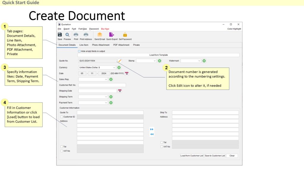 Quick Start Guide - Create Document