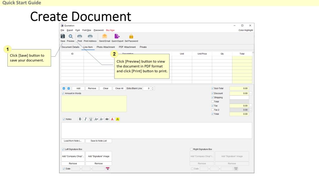 Quick Start Guide - Create Document