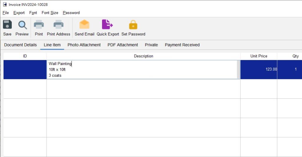 Input multi lines in line item? - EasyBilling Help Center