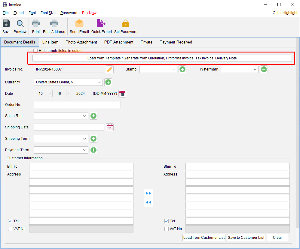 Create Document from Template