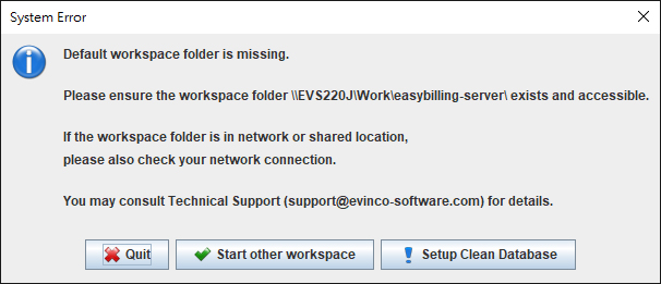 EasyBilling workspace folder is missing