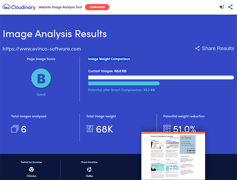 Cloudinary Website Image Analysis Tool