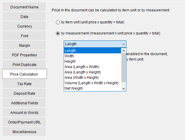 EasyBilling Price Calculation Settings