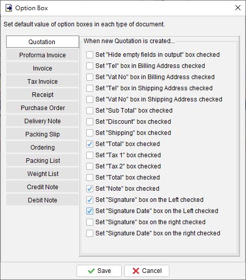 set default value for option box