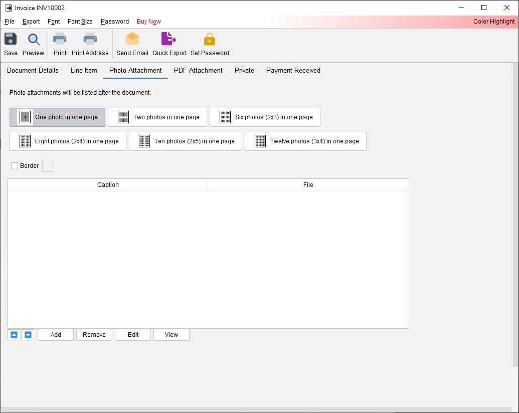 add photo attachment to invoice, quotation