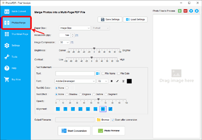 merge multiple photos into a pdf file