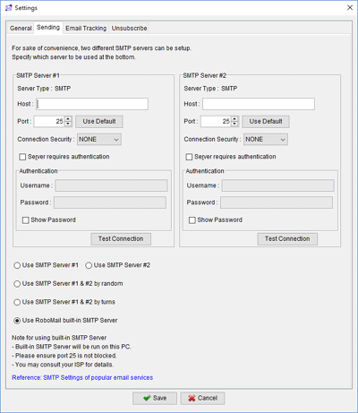 setting smtp server for RoboMail