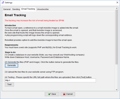 steps to setup tracking in robomail
