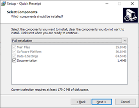 Install Quick Receipt on Windows - Install components
