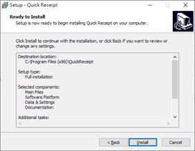 Install Quick Receipt on Windows - Start installation