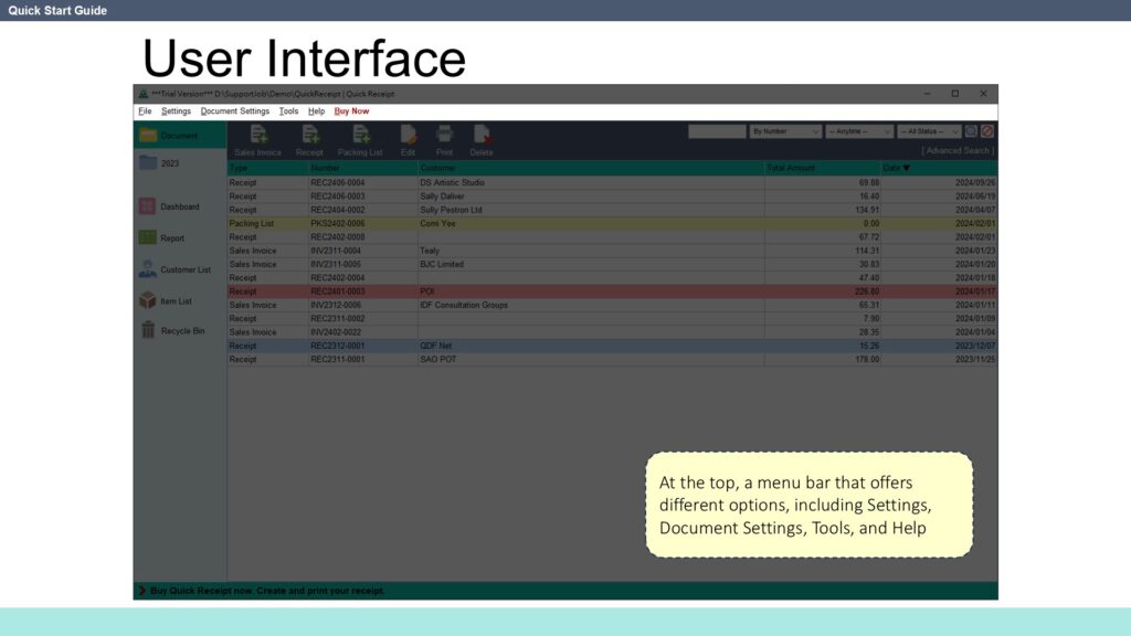 Quick Start Guide User Interface