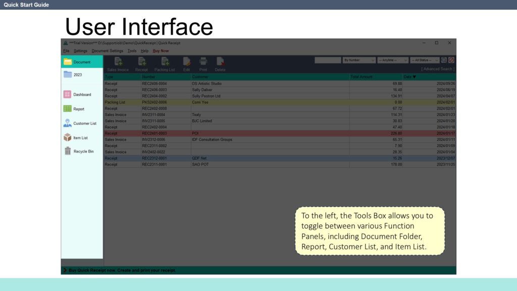 Quick Start Guide User Interface